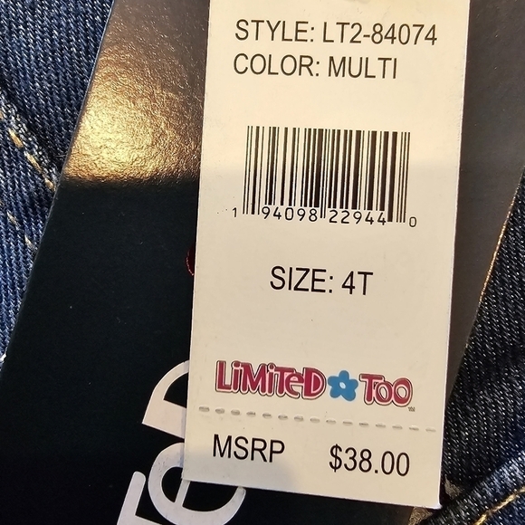 LIMITED Too 3 Piece Set 2 Dresses, 1 Jean Jacket Size 4T NWT - Picture 3 of 10